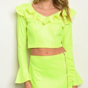 Neon ruffle top, NEW!
